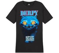 KPop Demon Hunters Officiel Derpy Tiger T-Shirt Filles & Ado, Tshirt à Col Rond Doux, Idee Cadeau (13-14 Ans, Noir/Bleu Derpy)
