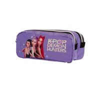 KPop Demon Hunters | Trousse Scolaire | 2 Compartiments | Violet | Idéale pour les fans de Kpop rangez vos fournitures avec style dans cette grande pochette de 10x13x23cm.