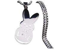 Kpop Lil Peep Rabbit Triste pour l’amour collier pendentif pour femmes hommes Musique en acier inoxydable R.I.P Chaîne bijoux Éventails collier
