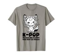 Kpop Makes Me Happy Fox Coréen Pop Musique Doigt Cœur T-Shirt