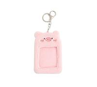 Kpop Porte-carte photo avec porte-clés Y2K Kawaii en peluche dessin animé cochon protecteur de carte d'identité carte de crédit album photo papeterie (rose)