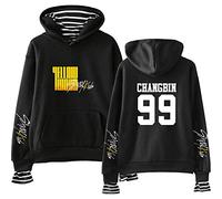 Kpop Stray Kids Sweat-Shirts à Capuche Faux Deux Pièces Yellow Wood Imprime Pullover Manche Longue Hip Hop Sweats Tops Bang Chan Changbin Hyunjin Felix Seungmin Jeongin Jisung Minho Woojin