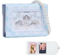 Kpop Support Pour Cartes Photo, Album Photo À Personnaliser, 20 Pages Et 40 Poches, Peut Être Utilisé Comme Cadeau De Remise De Diplôme, Cadeau D'Anniversaire Avec Une Belle Chaîne De Perles (Bleu)