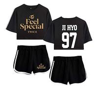 Kpop Twice Crop Top T-Shirts et Shorts Été Deux Pièces Set À Manches Courtes Casual Tops + Pantalon Court Feel Special Impression Suit Momo Sana JI Hyo Mina DAHYUN CHAE Young TZUYU