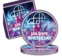 Kpop Vaisselle ,Décorations d'anniversaire de chanteur, Kpop Demo Hunte Anniversaire, Décoration de Table pour Fête et Anniversaire à Thème,Kit Vaisselles Anniversaire Assiettes,Serviettes -24Invités
