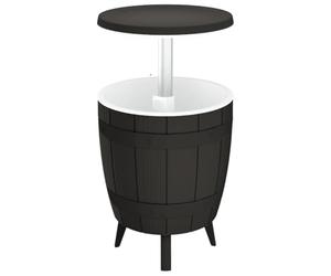KPOTUERTU Table de jardin 3 en 1 avec fonction de refroidissement en polypropylène noir, glacière table utilisable comme table à cocktail et table basse, avec bouchon de vidange et système de