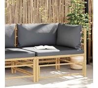 KPOUTRFG Canapé d'angle modulaire en bambou avec coussin d'assise et dossier rembourrés épais, canapé d'angle d'extérieur pour jardin, terrasse ou cour, facilement convertible et flexible