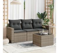 KPOUTRFG Lot de 4 canapés modulables en rotin synthétique avec coussins, canapé de jardin modulable avec espace de rangement sous l'assise et sac imperméable, table
