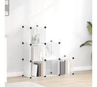KPOUTRFG Système d'étagères à 6 cubes en polypropylène transparent | Compartiments modulaires, cadre en acier, panneaux en polypropylène hydrofuge, marteau en bois inclus, empilable