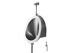 KPOUYYDS Urinoir Mural Automatique pour Hommes, Chasse d'eau Automatique à capteur, urinoir en Acier Inoxydable 304 pour Hommes, économie d'eau, Conception inodore pour garages, karaokés A-Floordrain