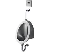 KPOUYYDS Urinoir Mural Automatique pour Hommes, Chasse d'eau Automatique à capteur, urinoir en Acier Inoxydable 304 pour Hommes, économie d'eau, Conception inodore pour garages, karaokés C-Walldrain