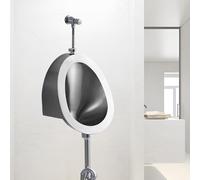 KPOUYYDS Urinoir pour Hommes en Acier Inoxydable 304, urinoir Mural Automatique à capteur, Design inodore, système de Chasse d'eau sans Contact pour Bars, salles de Bains et hôtels A-Floordrain