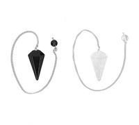 KPOYTWRDN 2 Pièces Collier en Cristal Guérisseur, Collier en Cristal Naturel et Noir à Pointe Hexagonale pour Méditation, Équilibre Énergétique et Cadeau