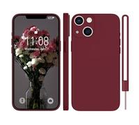 KPPIT Coque en silicone pour iPhone 15, coque antichoc avec doublure en microfibre de 6,1", coque de protection intégrale pour iPhone 15 et 15,5 cm, rouge bordeaux