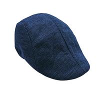 KPPONG Casquette Béret Homme en Cuir Automne Hiver Vintage Noir Chaud Plate Chapeau Cadeau créatif Conception de détail Unisexe (Taille Unique, Coton-Navy)
