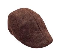 KPPONG Casquette Béret Homme en Cuir Automne Hiver Vintage Noir Chaud Plate Chapeau Cadeau créatif Conception de détail Unisexe (Taille Unique, Coton-Marron)