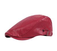 KPPONG Casquette Béret Homme en Cuir Automne Hiver Vintage Noir Chaud Plate Chapeau Cadeau créatif Conception de détail Unisexe