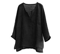 KPPONG Chemise Homme en Lin Grande Taille Casual Manches Longues Shirt Ample Fit Col V Tops Décontracté Confortable Respirant Blouse Tunique