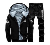 KPPONG Homme Hiver Survêtement 2 Pièces Loisir Jogging Épais Zipper Chaud Slim Fit Sweat à Capuche +Pantalons Ensemble