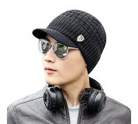 KPPONG Hommes Bonnet Tricoté Hiver Chaud Chapeau Visière Coton Beanie Manchette Ski Quotidien Casual Crochet Casquette
