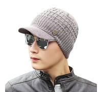 KPPONG Hommes Bonnet Tricoté Hiver Chaud Chapeau Visière Coton Beanie Manchette Ski Quotidien Casual Crochet Casquette