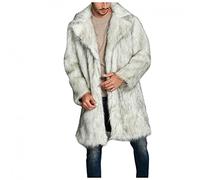 KPPONG Manteau Fausse Fourrure Homme Hiver Long Couleur Unie Veste Parka Super Doux Chaud Longue Cardigan Trench Coat Outwear