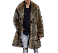 KPPONG Manteau Fausse Fourrure Homme Hiver Long Couleur Unie Veste Parka Super Doux Chaud Longue Cardigan Trench Coat Outwear