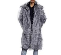 KPPONG Manteau Fausse Fourrure Homme Hiver Long Couleur Unie Veste Parka Super Doux Chaud Longue Cardigan Trench Coat Outwear