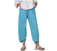 KPPONG Pantalon Femme Lin et Coton Léger Sport Jogging été Grandes Tailles Imprimer/Couleur Unie Pantalons D'entraînement Confortable Ample with Poches Coupe Large avec élastique S-5XL