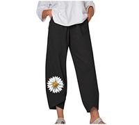 KPPONG Pantalon Femme Lin et Coton Léger Sport Jogging été Grandes Tailles Imprimer/Couleur Unie Pantalons D'entraînement Confortable Ample with Poches Coupe Large avec élastique S-5XL