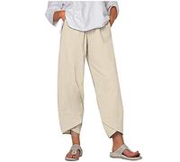 KPPONG Pantalon Femme Lin et Coton Léger Sport Jogging été Grandes Tailles Imprimer/Couleur Unie Pantalons D'entraînement Confortable Ample with Poches Coupe Large avec élastique S-5XL