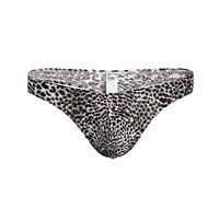 KPPONG String Homme Sexy Leopard Imprimé Taille Basse Mode G-String, Soldes Slip Briefs Coton Confortable Respirant Shorty sous-vêtement Culotte