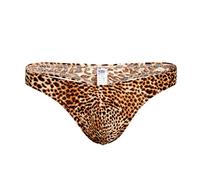 KPPONG String Homme Sexy Leopard Imprimé Taille Basse Mode G-String, Soldes Slip Briefs Coton Confortable Respirant Shorty sous-vêtement Culotte