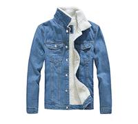 KPPONG Veste en Jean avec Fourrure Homme Plus Velours Blouson Léger Cowboy Denim Slim Rider Chaud Manteau Hiver Manches Longues Trucker Jacket Outwear Oversize
