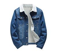 KPPONG Veste en Jean avec Fourrure Homme Plus Velours Blouson Léger Cowboy Denim Slim Rider Chaud Manteau Hiver Manches Longues Trucker Jacket Outwear Oversize