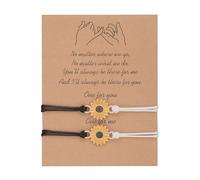 Kprusoian Lot de 2 bracelets tressés bohèmes tournesol pour femme, faits à la main, bracelets tissés à la main, réglables et motif marguerites, no, Métal, Pas de gemme