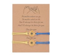 Kprusoian Lot de 2 bracelets tressés bohèmes tournesol pour femme, faits à la main, bracelets tissés à la main, réglables et motif marguerites, no, Métal, Pas de gemme