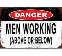 KPSheng Panneau « Danger Sign Men Working Above Or Below » - Plaque en métal en aluminium rétro pour décoration murale, 30,5 x 40,6 cm