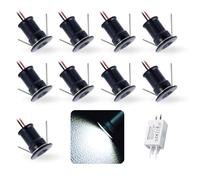 kpslucerna 9 pcs Mini Spot LED Encastrable 12V 1W, IP65 Étanche Petite Taille Lampes Avec Transfo 220V, 15mm Pointeur Éclairage Encastré Pour Meuble Veilleuse Armoires Escaliers(Noir Froid 120°)