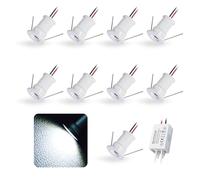 kpslucerna 9 pcs Mini Spot LED Encastrable 12V 1W, IP65 Étanche Petite Taille Lampes Avec Transfo 220V, 15mm Pointeur Éclairage Encastré Pour Meuble Veilleuse Armoires Escaliers(Blanc Froid 120°)