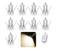 kpslucerna 9PCS 12V 1W Mini LED Projecteur, IP65 Étanche Projecteur Encastré pour Affichages, Usage Intérieur Cuisine Escaliers Armoire Couloir Éclairage DIY (Argent Blanc Chaud 120°)