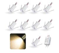 kpslucerna 9PCS 12V 1W Mini LED Projecteur, IP65 Étanche Projecteur Encastré pour Affichages, Usage Intérieur Cuisine Escaliers Armoire Couloir Éclairage DIY (Blanc Blanc Chaud 30°)