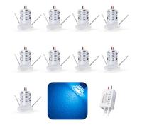 kpslucerna 9pcs Mini Spot LED 12V 1W RGB, IP65 Étanche Petite Taille Lampes Avec Transfo 220V, 15mm Pointeur Éclairage Encastré Pour Meuble Veilleuse Armoires Escaliers (Bleu)