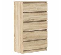 KPWENFBSL Armoire à tiroirs en chêne Sonoma 60 x 36 x 103 cm | Commode compacte à 5 tiroirs pour chambre à coucher et salon, matériau en bois facile d'entretien avec support mural.