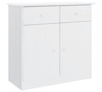 KPWENFBSL Buffet ALTA - Blanc - 77 x 35 x 73 cm - En pin massif | Armoire d'appoint compacte pour le salon et le couloir, avec tiroirs et portes en pin pour un rangement organisé.
