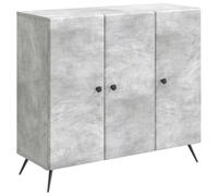 KPWENFBSL Buffet gris béton 89 x 34,5 x 80 cm Commode en bois | Armoire d'appoint polyvalente à 3 portes pour couloir, chambre à coucher et salle à manger. Offre un grand espace de