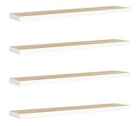 KPWENFBSL Lot de 4 étagères murales flottantes, aspect chêne et blanc, 120 x 23,5 x 3,8 cm, étagère murale en MDF avec cadre en métal et système de montage invisible pour décoration et livres