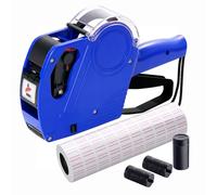 KPX MX5500 Pistolet d'étiquettes de prix avec 5150 autocollants pour pistolet à étiquettes blanches et 3 rouleaux d'encre supplémentaires, pistolet d'étiquettes de prix, pistolet à 8 chiffres et