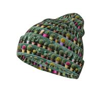 KPXXAQT Beaucoup de cactus imprimé artistique bonnet très élastique élégant bonnet tricoté chaud chapeaux d'hiver doux unisexe bonnets noirs