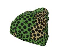 KPXXAQT Bonnet tricoté élégant avec imprimé léopard vert - Bonnet d'hiver doux unisexe